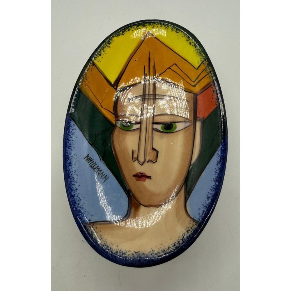 Costa Rica Facefur Ceramic Soap Dish Abstract Face Handpainted Unique‎ Piece